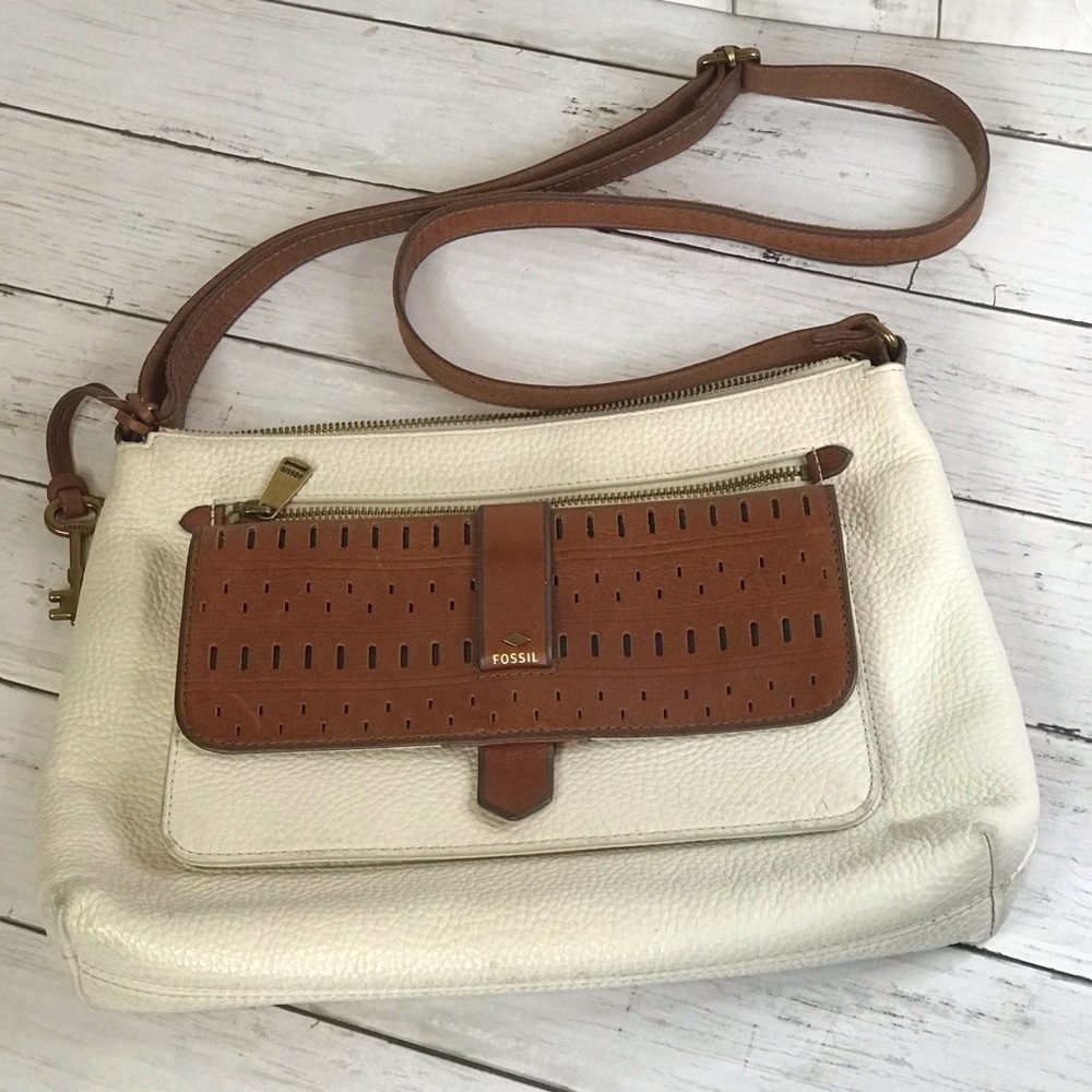 Fossil Brown & Cream Kinley Convertible Crossbody